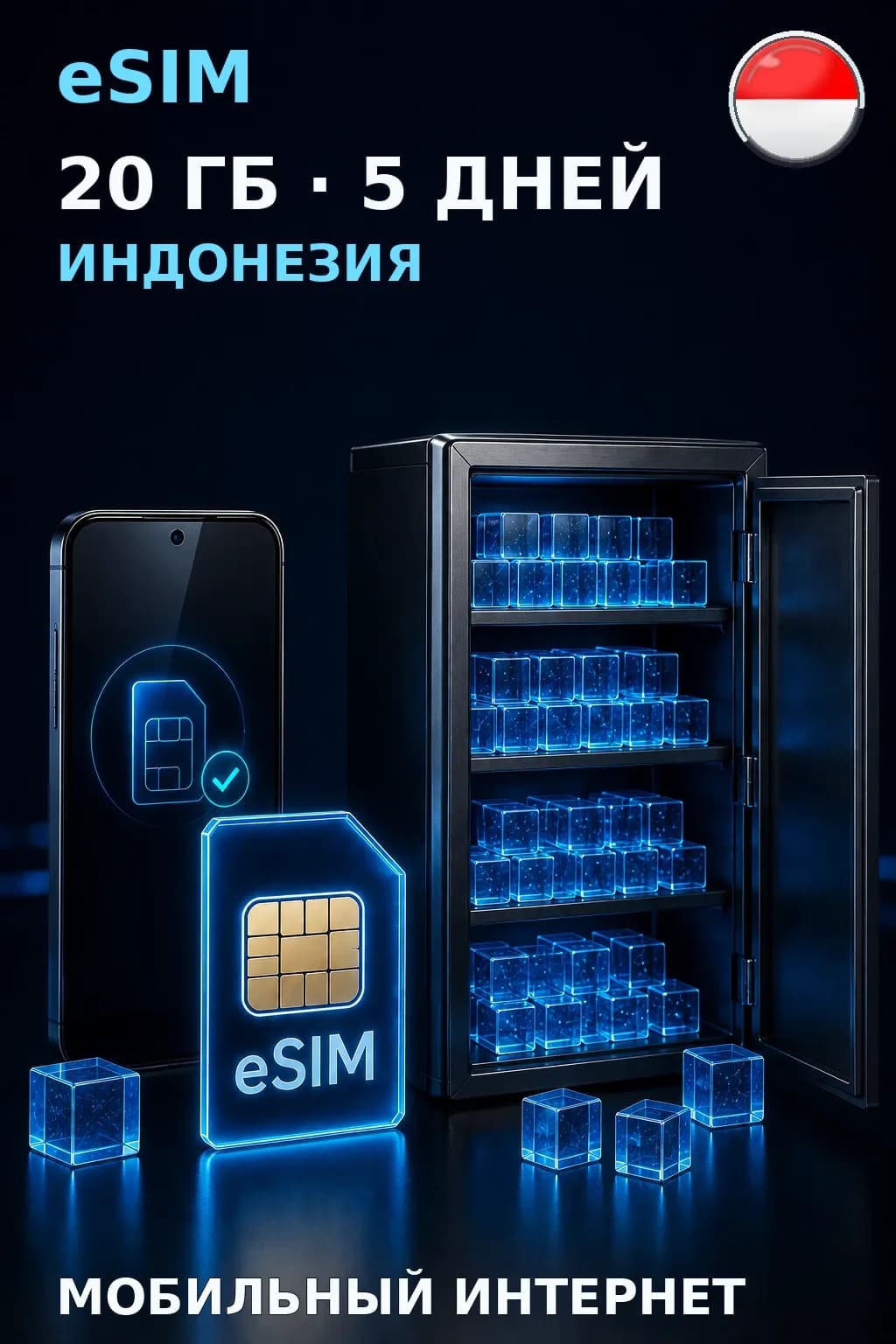 eSIM Индонезия — 20 ГБ, 5 дней — интернет