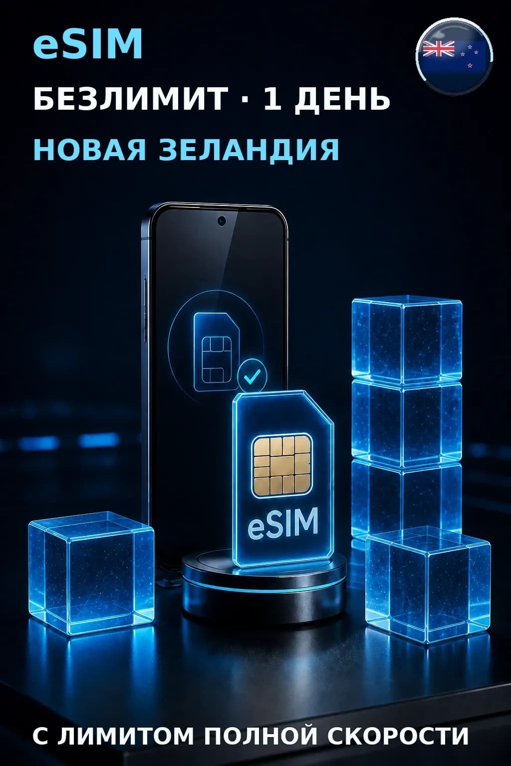 eSIM Новая Зеландия — БЕЗЛИМИТ, 1 день — интернет
