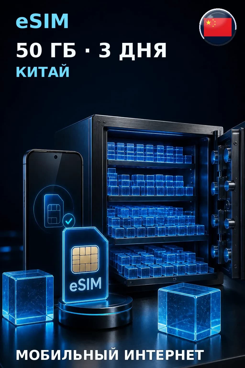 eSIM Китай — 50 ГБ, 3 дня — интернет