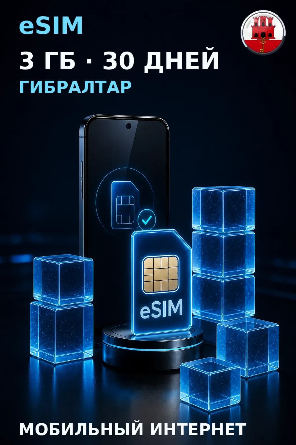 eSIM Гибралтар — 3 ГБ, 30 дней — интернет