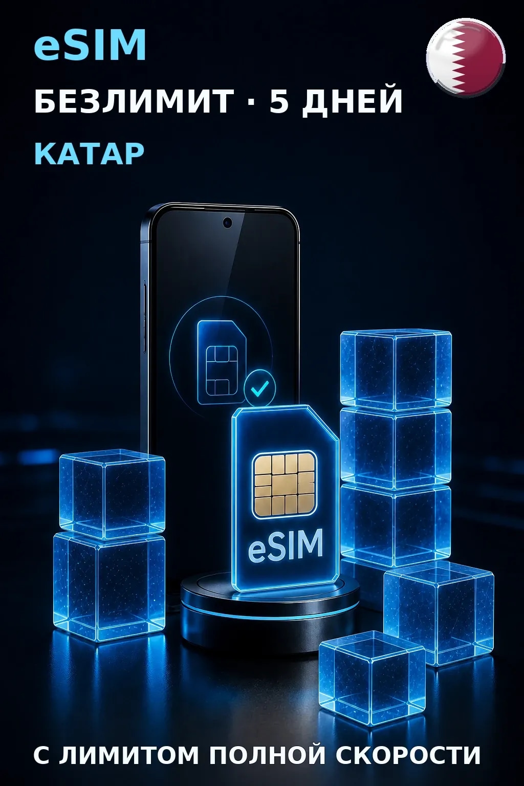 eSIM Катар — БЕЗЛИМИТ, 5 дней — интернет