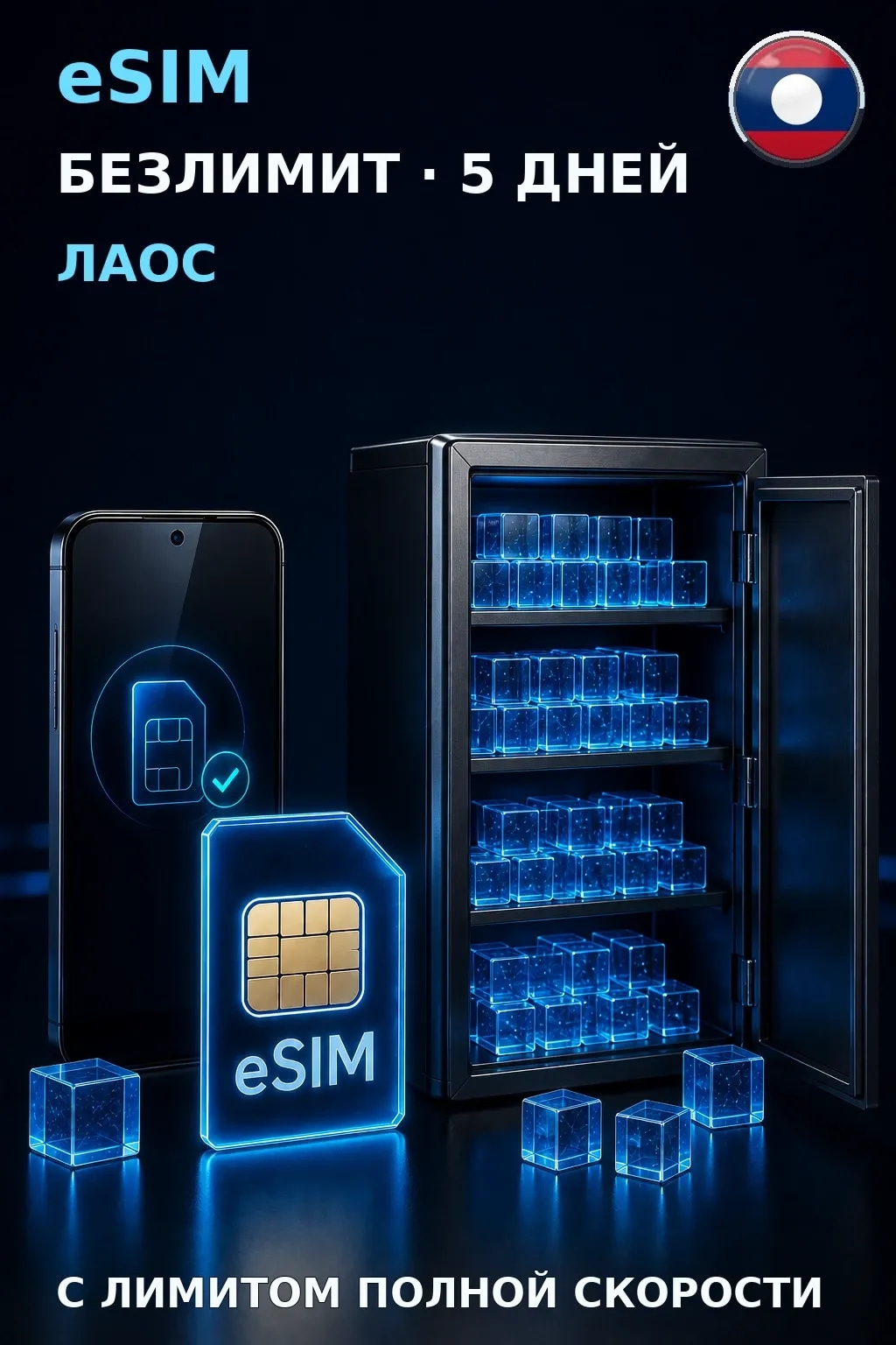 eSIM Лаос — БЕЗЛИМИТ, 5 дней — интернет