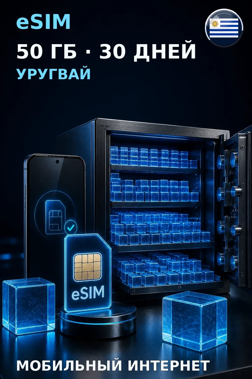 eSIM Уругвай — 50 ГБ, 30 дней — интернет