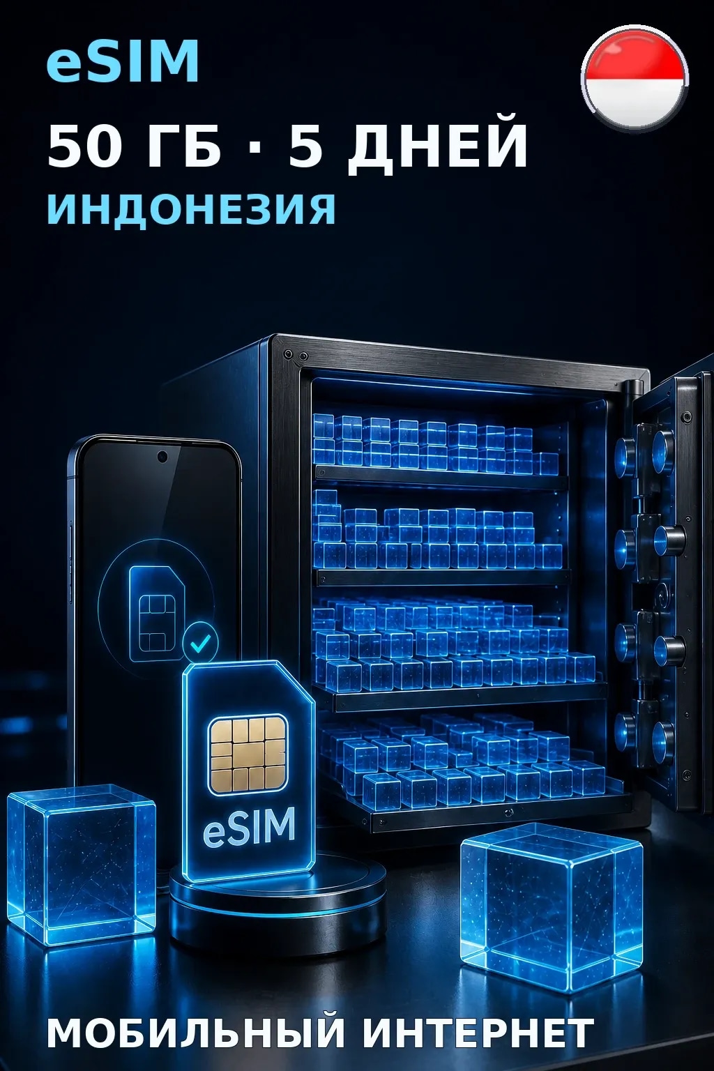 eSIM Индонезия — 50 ГБ, 5 дней — интернет