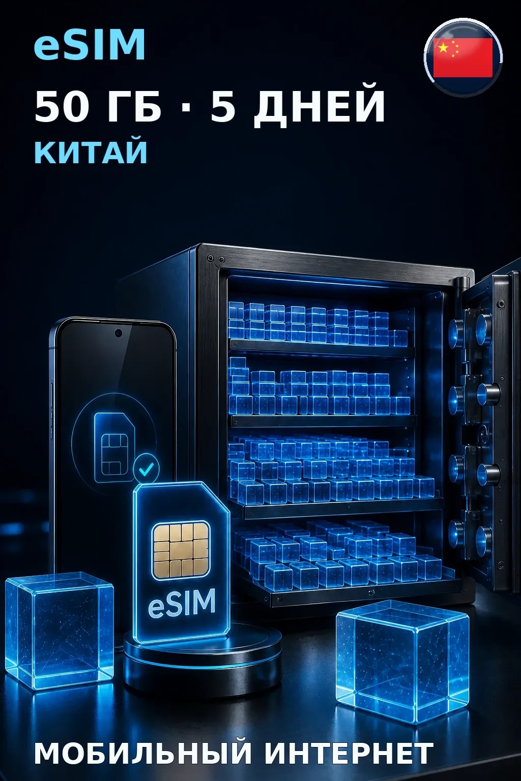eSIM Китай — 50 ГБ, 5 дней — интернет