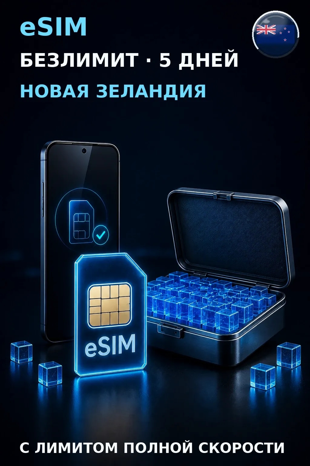 eSIM Новая Зеландия — БЕЗЛИМИТ, 5 дней — интернет