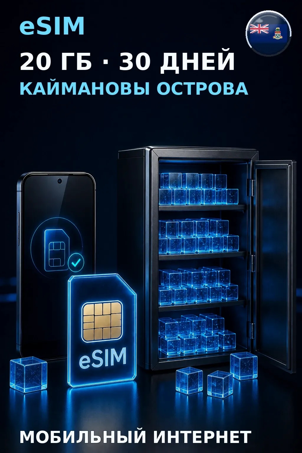 eSIM Каймановы Острова — 20 ГБ, 30 дней — интернет