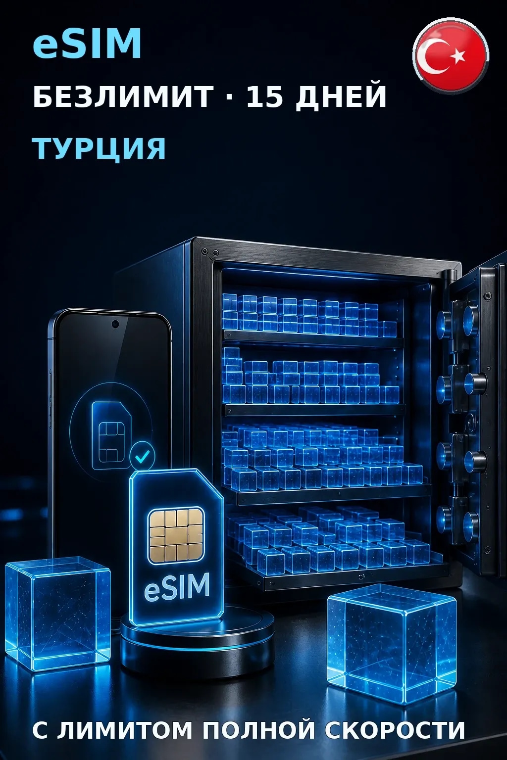 eSIM Турция — БЕЗЛИМИТ, 15 дней — интернет