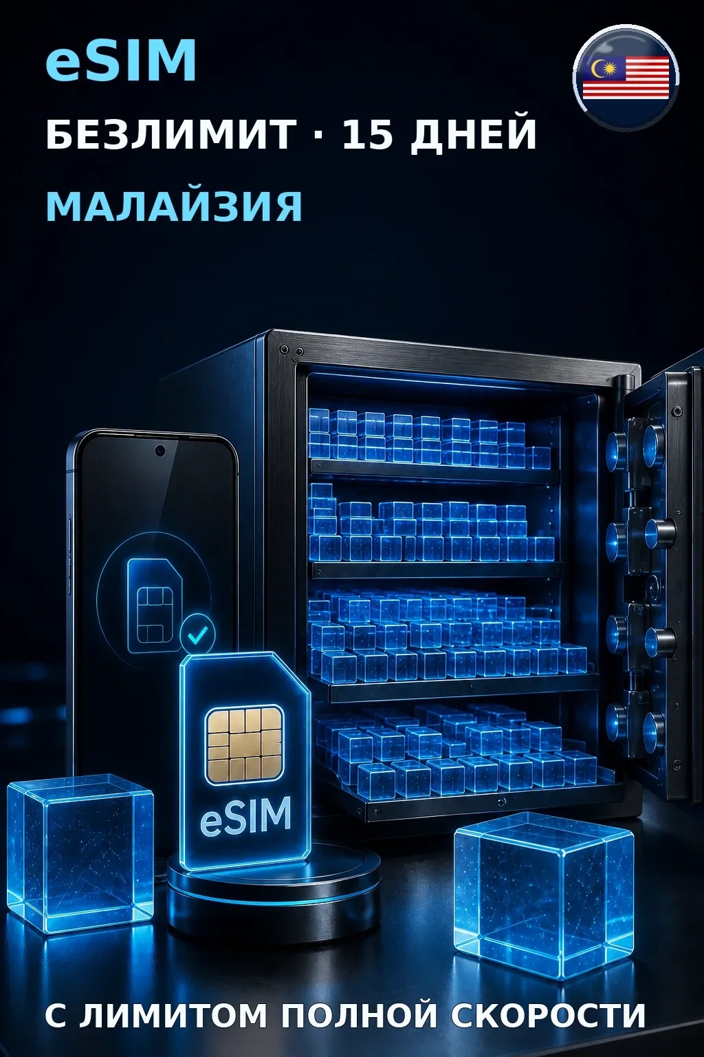 eSIM Малайзия — БЕЗЛИМИТ, 15 дней — интернет