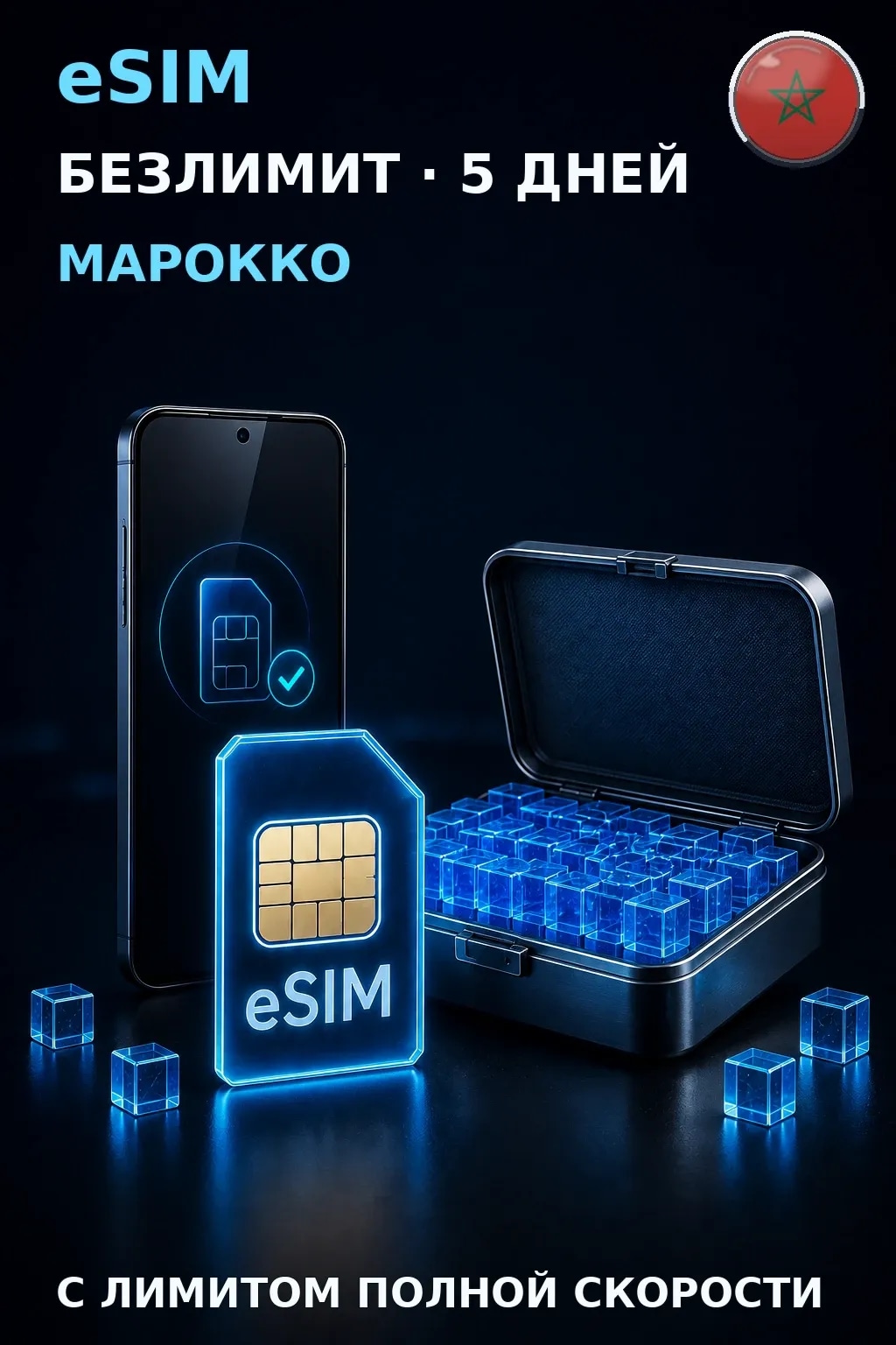 eSIM Марокко — БЕЗЛИМИТ, 5 дней — интернет