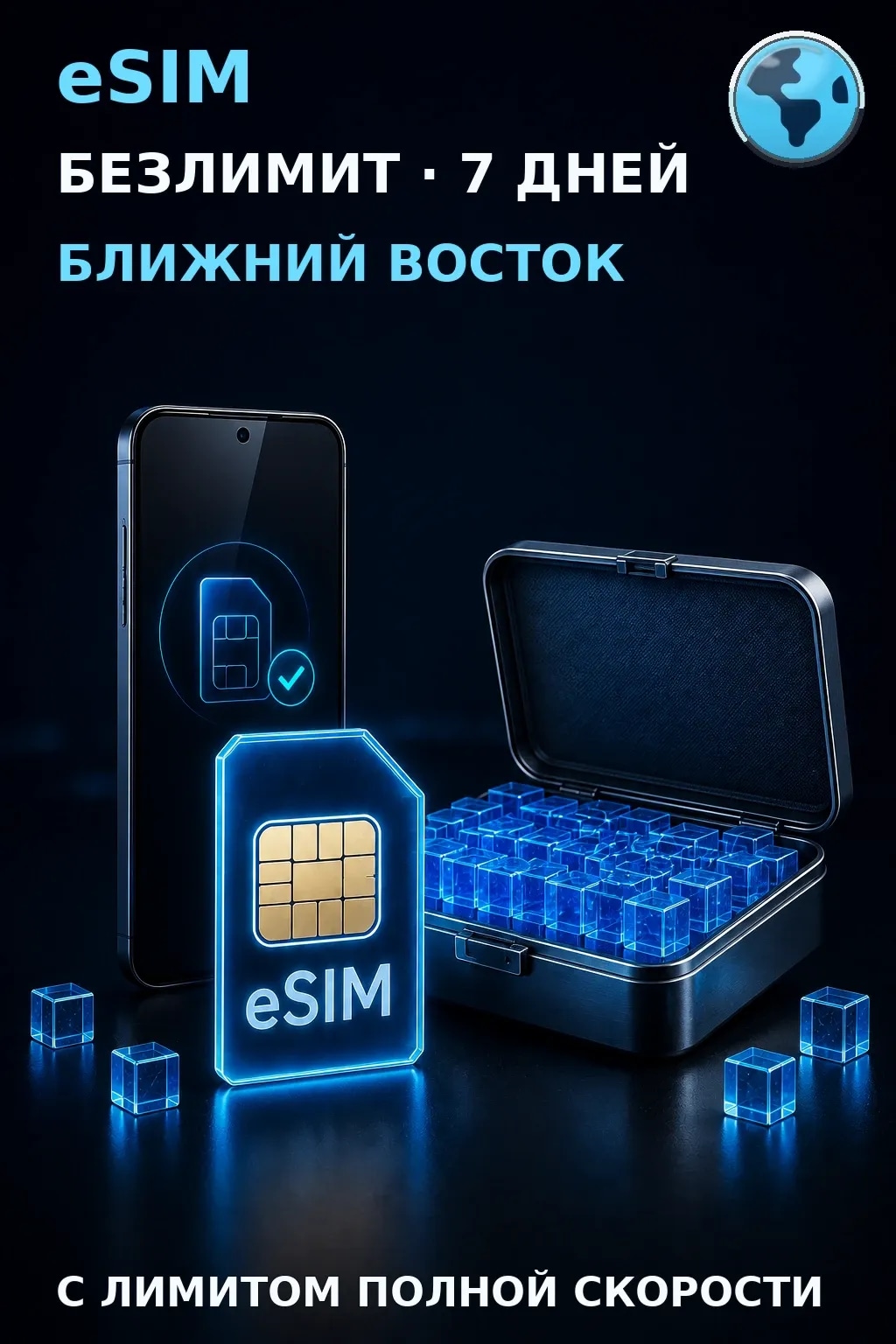 eSIM Ближний Восток — БЕЗЛИМИТ, 7 дней — интернет