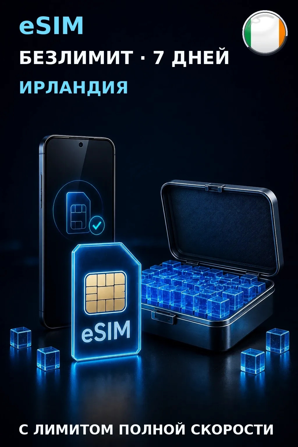 eSIM Ирландия — БЕЗЛИМИТ, 7 дней — интернет