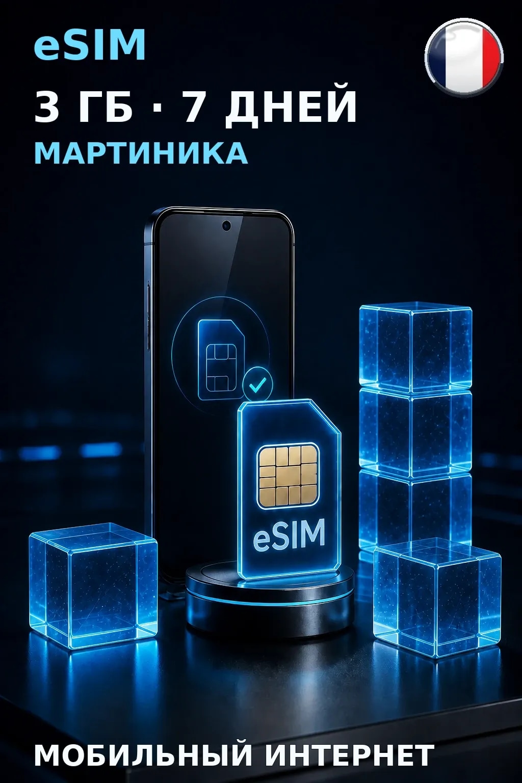 eSIM Мартиника — 3 ГБ, 7 дней — интернет