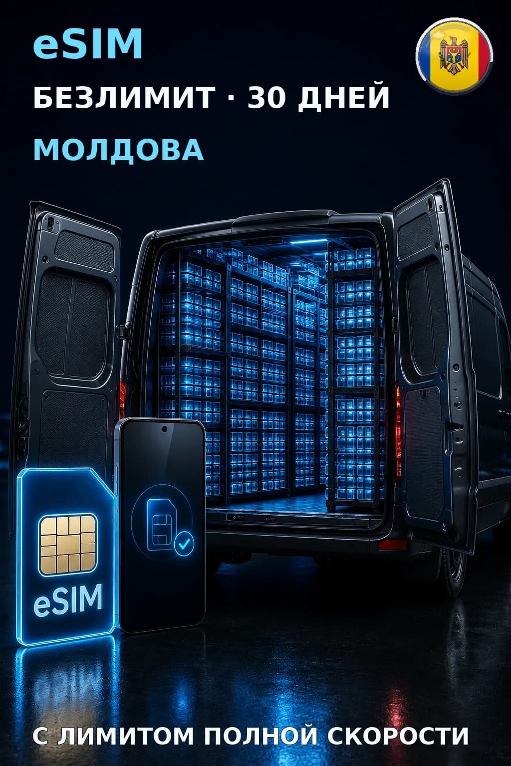eSIM Молдова — БЕЗЛИМИТ, 30 дней — интернет