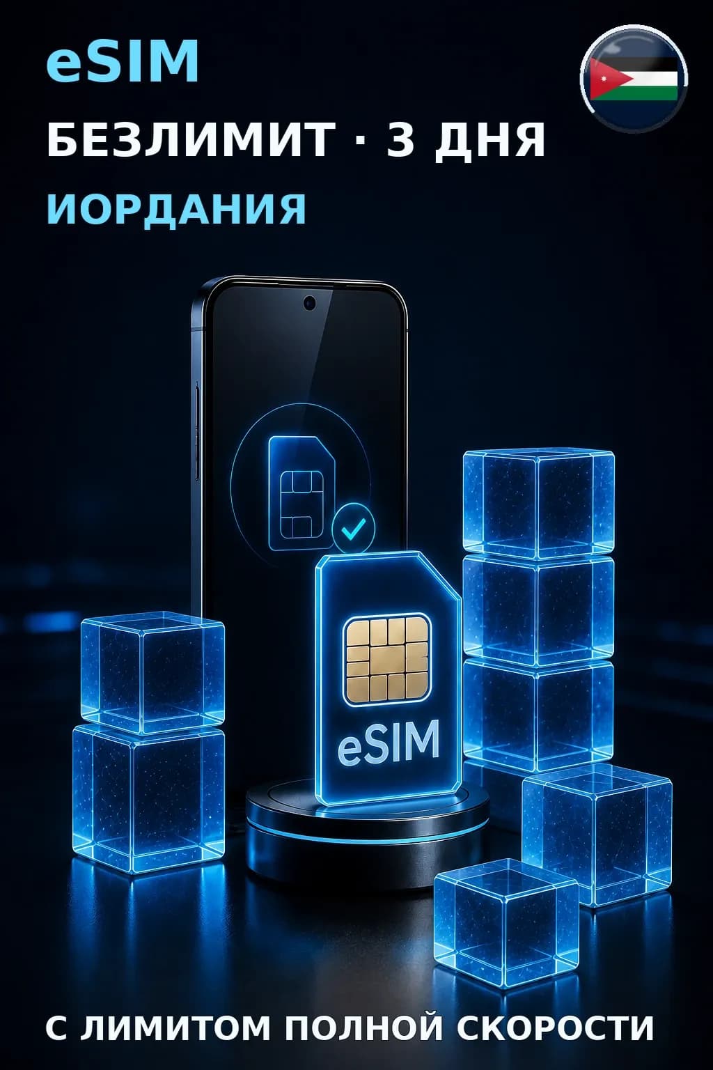 eSIM Иордания — БЕЗЛИМИТ, 3 дня — интернет
